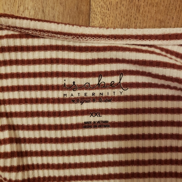 White and caramel striped maternity shirt - Picture 3 of 3